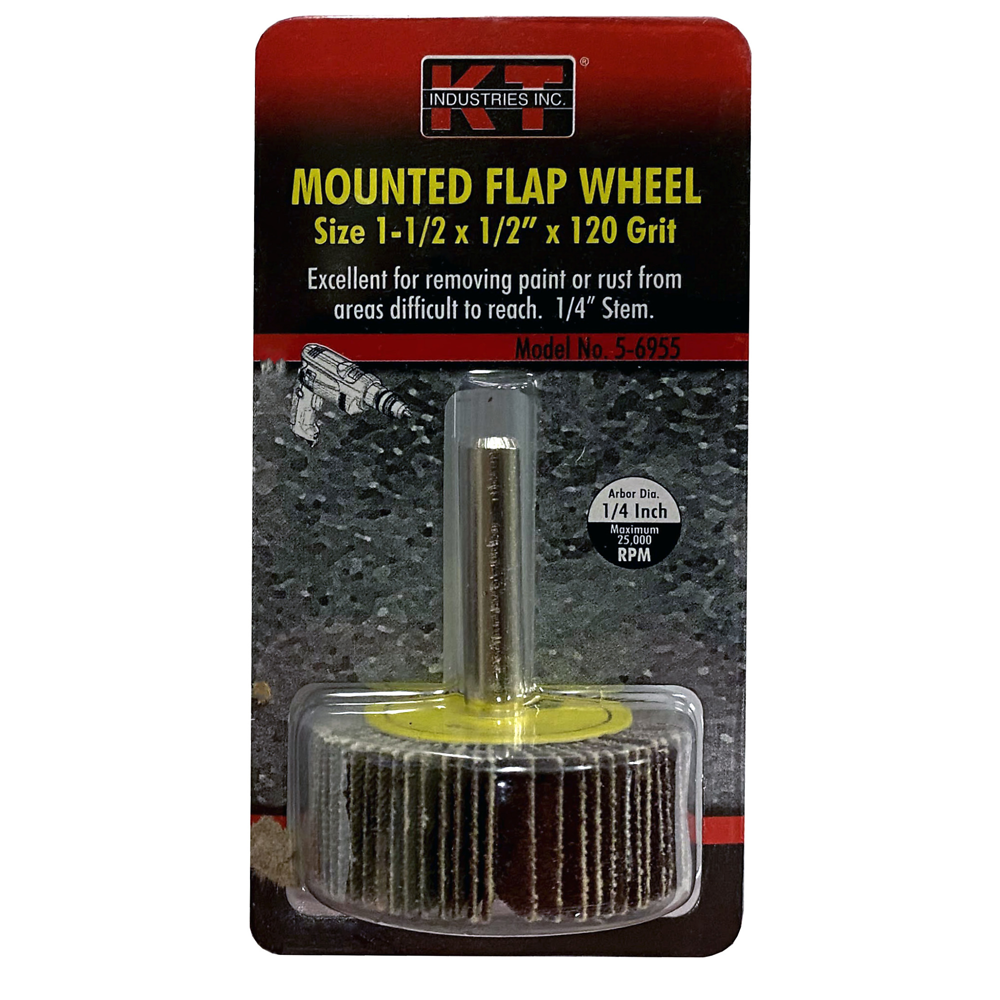 K-T Industries Flap Wheel — 1.5in. x 1.5in., 120 Grit, 25,000 Max RPM, Model# 5-6955